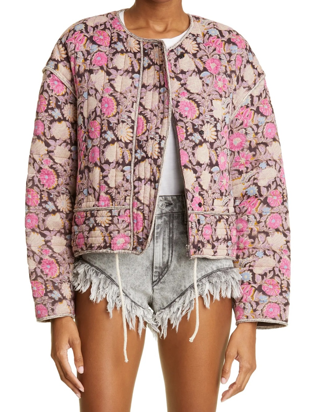Isabel Marant Etoile quilted Gelio Jacket in pink floral